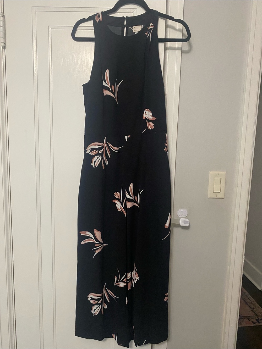 a new day Black Jumpsuit with Blush Floral Print
